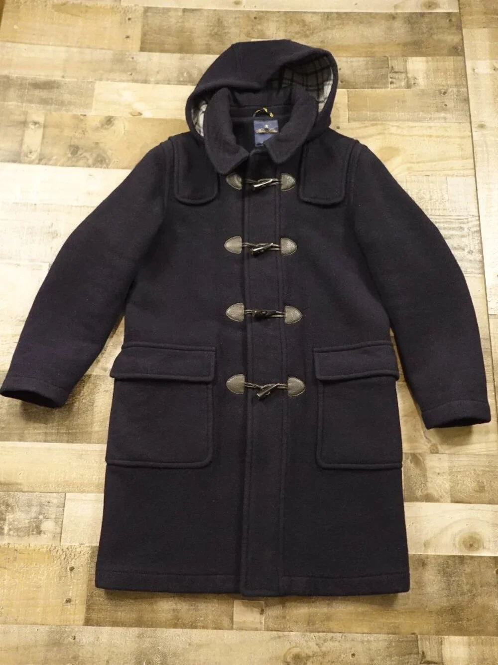 Brooks Brothers Duffle Coat Men’s Medium Navy 100% Wool Hooded Toggle